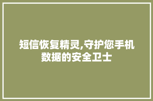 短信恢复精灵,守护您手机数据的安全卫士 百度SEO