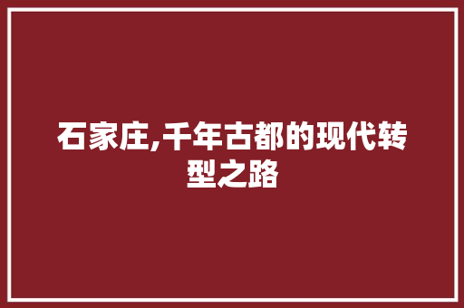 石家庄,千年古都的现代转型之路