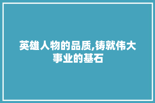 英雄人物的品质,铸就伟大事业的基石 神马SEO