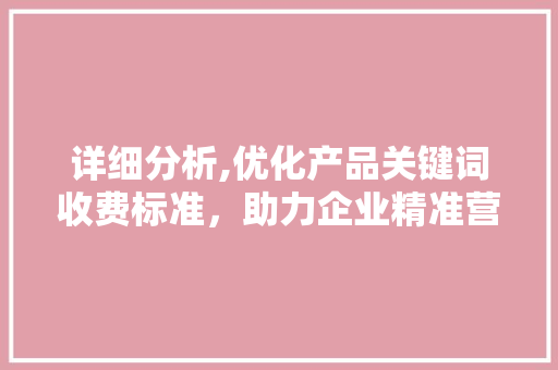 详细分析,优化产品关键词收费标准，助力企业精准营销 百度SEO