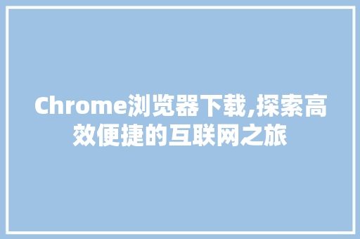 Chrome浏览器下载,探索高效便捷的互联网之旅 百度SEO