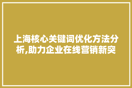 上海核心关键词优化方法分析,助力企业在线营销新突破 GoogleSEO