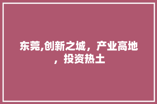 东莞,创新之城，产业高地，投资热土 百度SEO