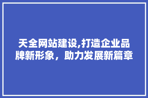 天全网站建设,打造企业品牌新形象，助力发展新篇章