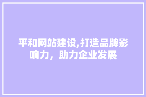 平和网站建设,打造品牌影响力，助力企业发展 百度SEO