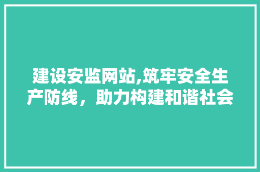 建设安监网站,筑牢安全生产防线，助力构建和谐社会 搜狗SEO