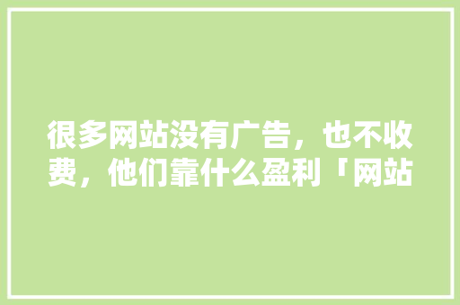 很多网站没有广告，也不收费，他们靠什么盈利「网站为什么能赚钱呢」 很多网站没有广告，也不收费，他们靠什么盈利「网站为什么能赚钱呢」 必应SEO