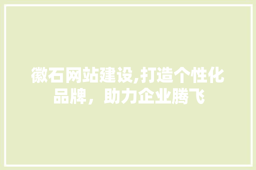徽石网站建设,打造个性化品牌，助力企业腾飞 GoogleSEO