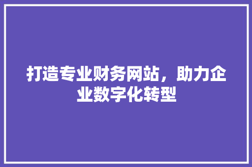 打造专业财务网站，助力企业数字化转型 GoogleSEO