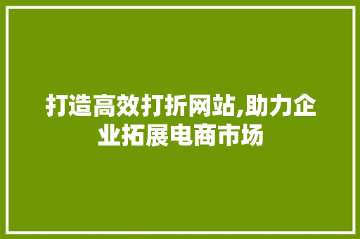 打造高效打折网站,助力企业拓展电商市场