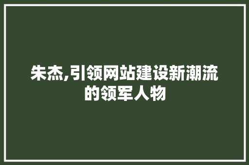 朱杰,引领网站建设新潮流的领军人物