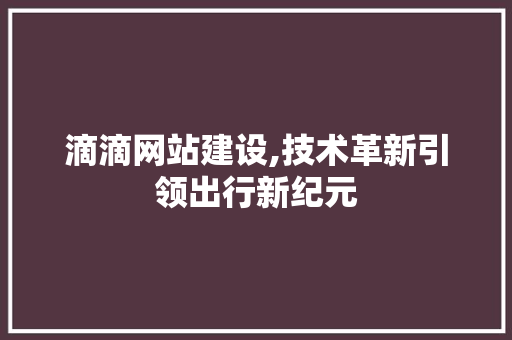 滴滴网站建设,技术革新引领出行新纪元