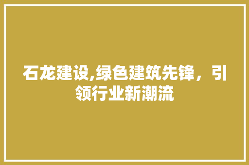 石龙建设,绿色建筑先锋，引领行业新潮流