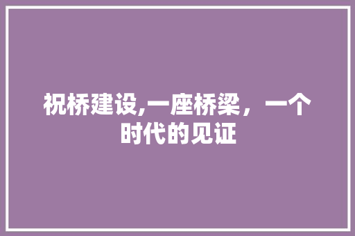 祝桥建设,一座桥梁，一个时代的见证