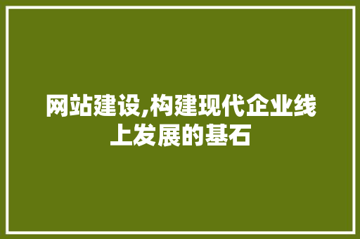 网站建设,构建现代企业线上发展的基石