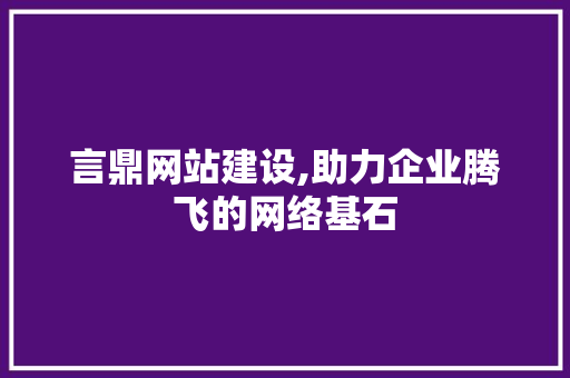 言鼎网站建设,助力企业腾飞的网络基石