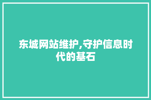 东城网站维护,守护信息时代的基石