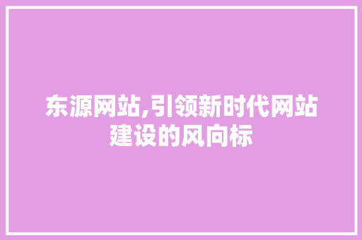 东源网站,引领新时代网站建设的风向标