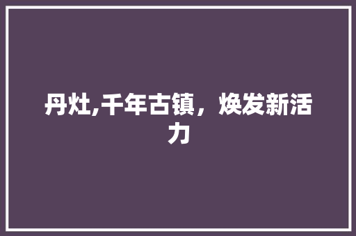 丹灶,千年古镇，焕发新活力