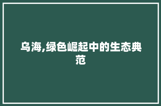 乌海,绿色崛起中的生态典范
