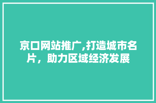 京口网站推广,打造城市名片，助力区域经济发展