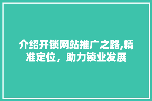 介绍开锁网站推广之路,精准定位，助力锁业发展 搜狗SEO