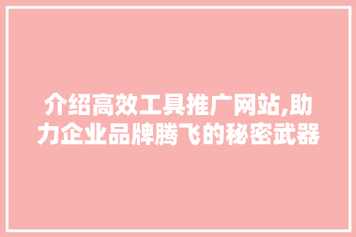 介绍高效工具推广网站,助力企业品牌腾飞的秘密武器 神马SEO