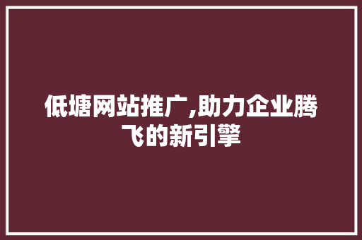 低塘网站推广,助力企业腾飞的新引擎