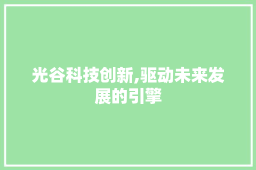 光谷科技创新,驱动未来发展的引擎