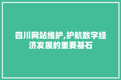 四川网站维护,护航数字经济发展的重要基石