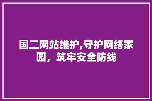国二网站维护,守护网络家园，筑牢安全防线 搜狗SEO