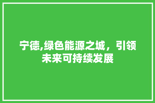 宁德,绿色能源之城，引领未来可持续发展