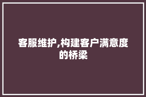 客服维护,构建客户满意度的桥梁 搜狗SEO