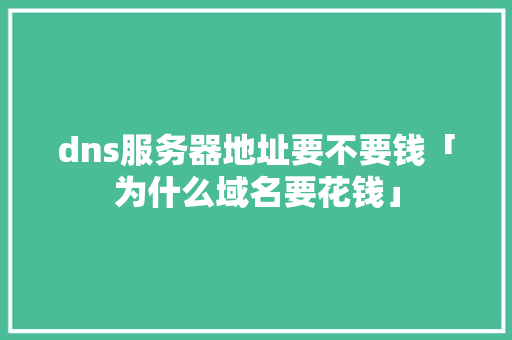 dns服务器地址要不要钱「为什么域名要花钱」