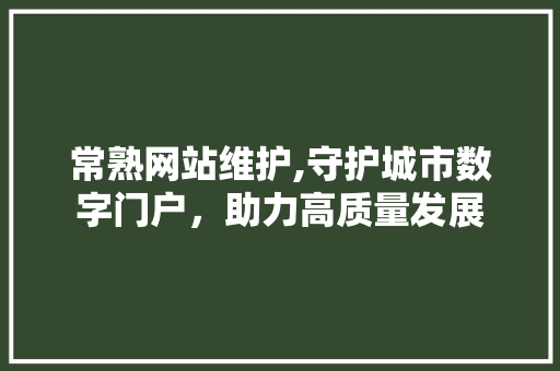常熟网站维护,守护城市数字门户，助力高质量发展