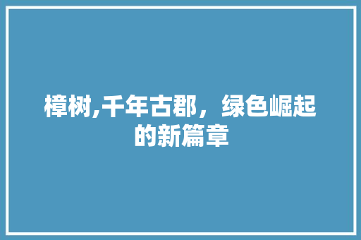 樟树,千年古郡，绿色崛起的新篇章 神马SEO