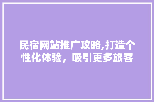 民宿网站推广攻略,打造个性化体验，吸引更多旅客