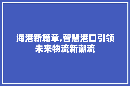海港新篇章,智慧港口引领未来物流新潮流