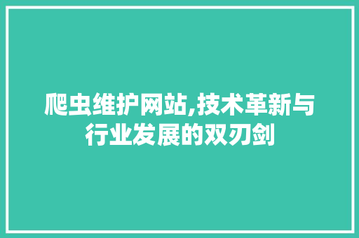 爬虫维护网站,技术革新与行业发展的双刃剑