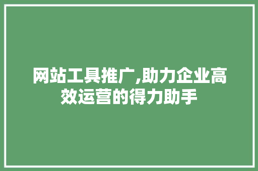 网站工具推广,助力企业高效运营的得力助手 GoogleSEO
