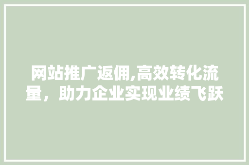 网站推广返佣,高效转化流量，助力企业实现业绩飞跃 神马SEO