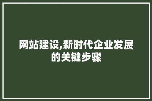 网站建设,新时代企业发展的关键步骤 百度SEO