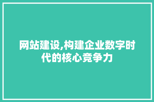 网站建设,构建企业数字时代的核心竞争力 搜狗SEO