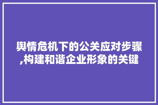 舆情危机下的公关应对步骤,构建和谐企业形象的关键 神马SEO