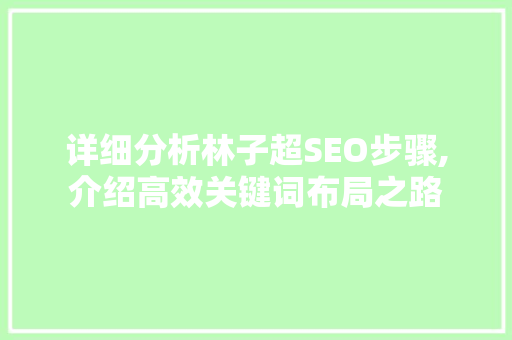 详细分析林子超SEO步骤,介绍高效关键词布局之路 百度SEO