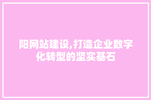 阳网站建设,打造企业数字化转型的坚实基石