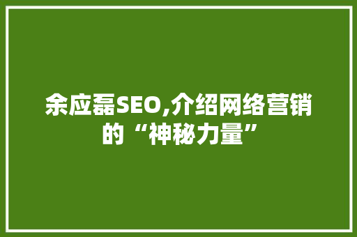 余应磊SEO,介绍网络营销的“神秘力量”