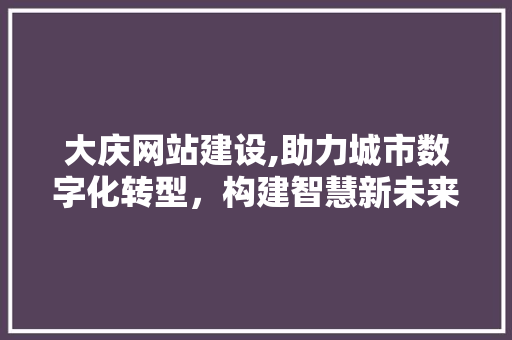 大庆网站建设,助力城市数字化转型，构建智慧新未来