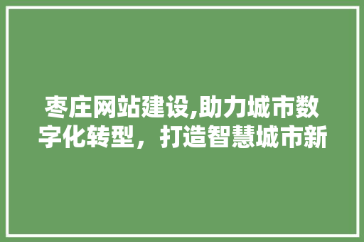 枣庄网站建设,助力城市数字化转型，打造智慧城市新名片