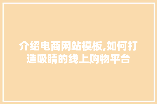 介绍电商网站模板,如何打造吸睛的线上购物平台 GoogleSEO